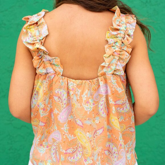 NWT - Dear John Emilia Tank in Creamsicle Orange Paisley - Picture 4 of 5